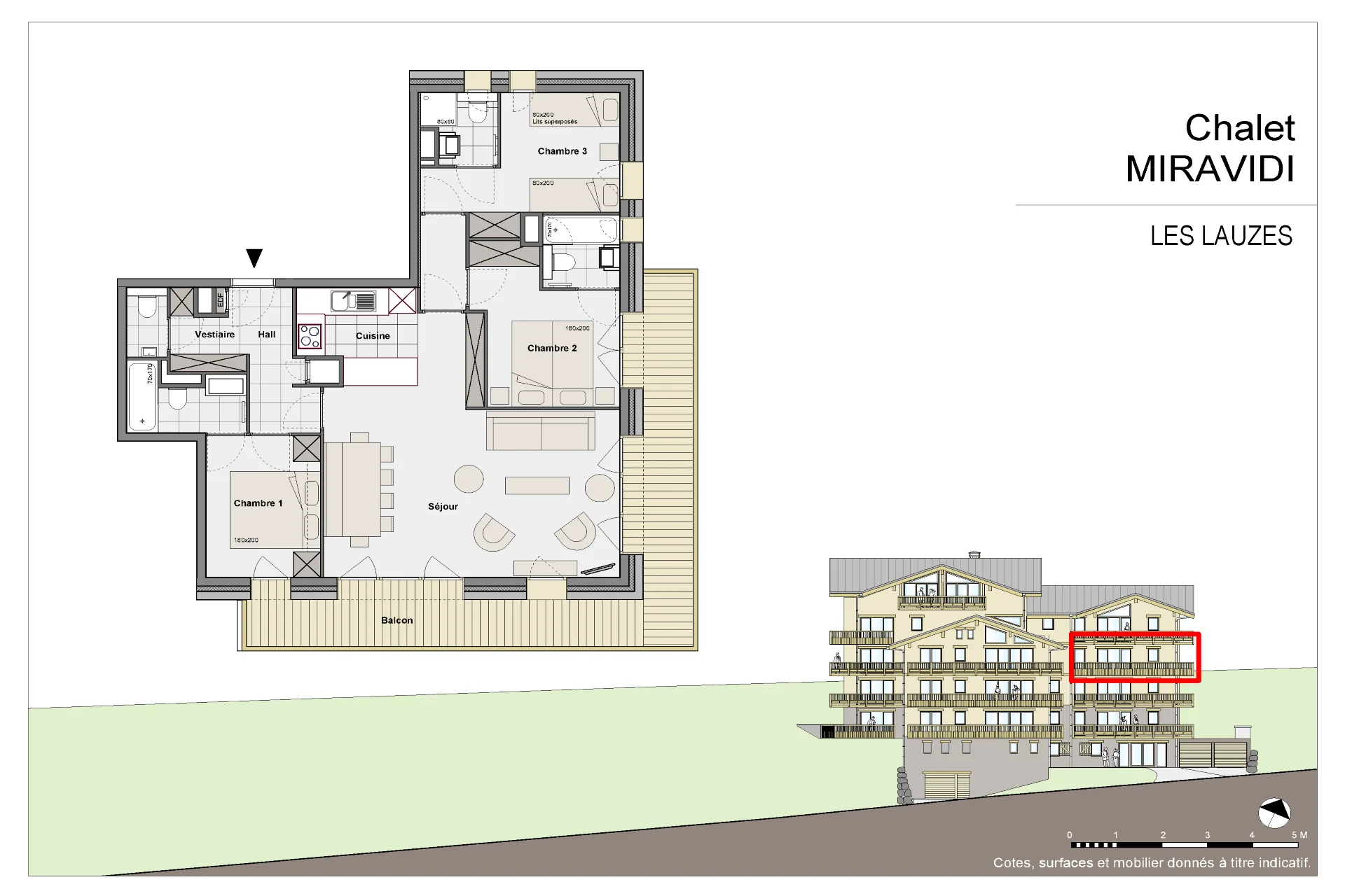 Floor plan of the Lauzes apartment at Résidence Miravidi